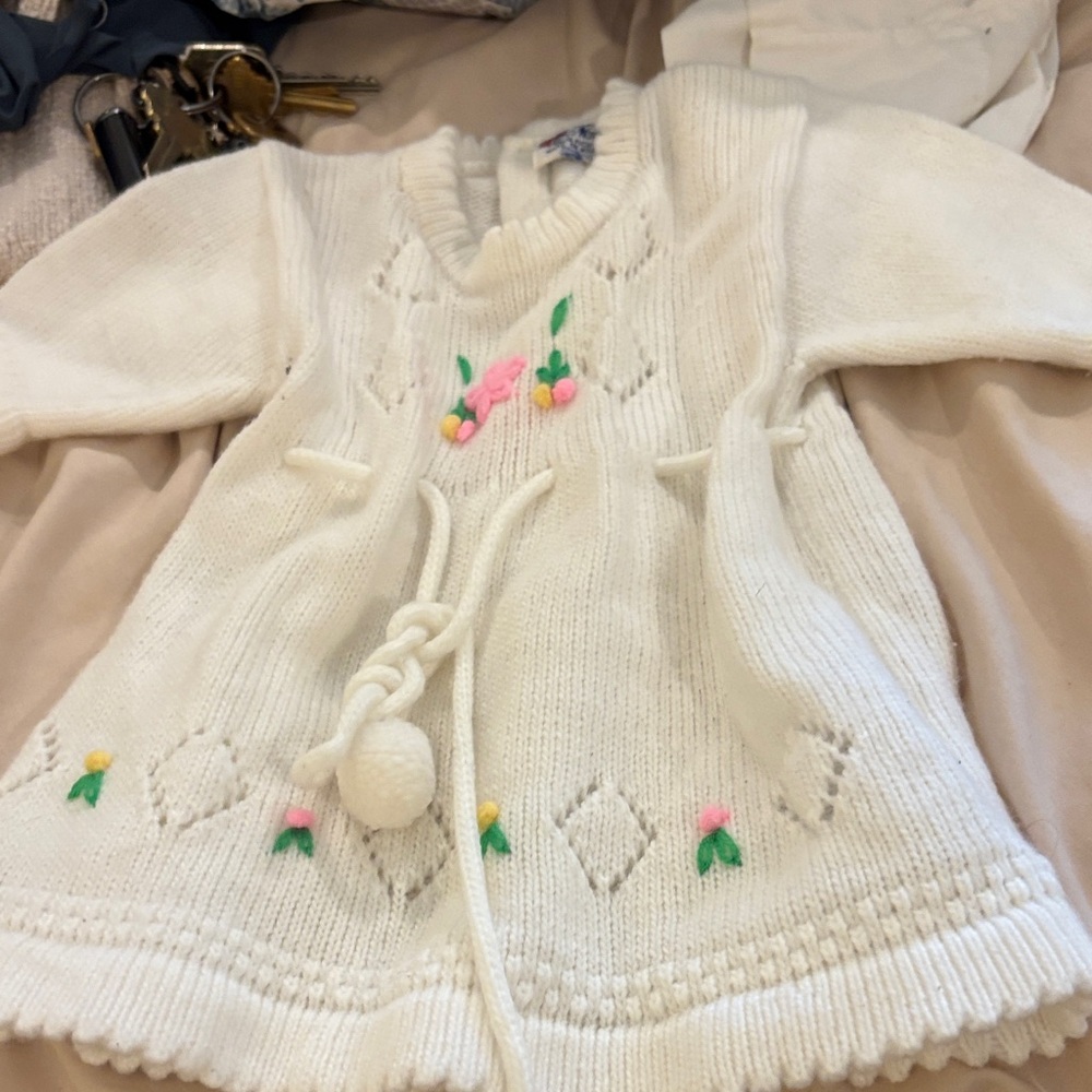 Newport White Knit Dress with Pink and Green Accents
